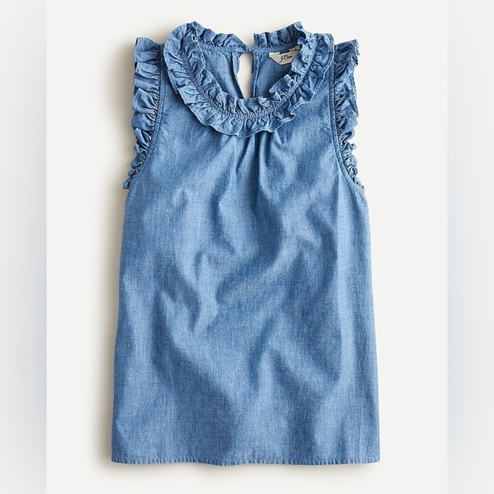 J. Crew Light Blue Ruffled Blouse
